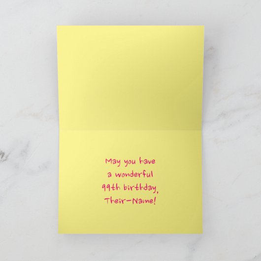 Spaß Rosa Streifen, Herz, Regenbogen # 99. Geburts Karte (Innenseite)