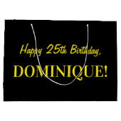 Spaß-Rosa Striped "25"; Glücklicher 25. Große Geschenktüte (Rückseite)