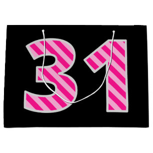 Spaß-Rosa Striped "31"; Glücklicher 31. Große Geschenktüte