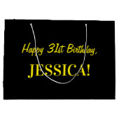 Spaß-Rosa Striped "31"; Glücklicher 31. Große Geschenktüte (Rückseite)