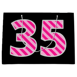 Spaß-Rosa Striped "35"; Glücklicher 35. Große Geschenktüte