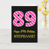 Spaß-Rosa Striped "89"; Glücklicher 89. Karte (Gelbe Blume)