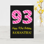 Spaß-Rosa Striped "93"; Glücklicher 93. Karte (Gelbe Blume)