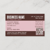 Spaß Rosa und braun QR-Code Eiscreme Visitenkarte (Rückseite)