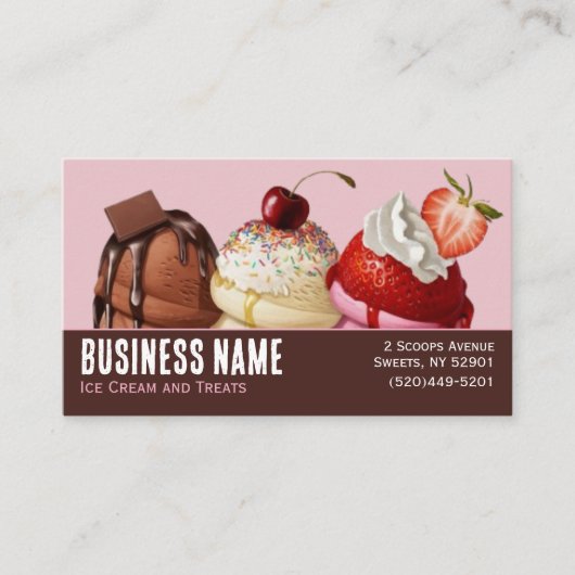 Spaß Rosa und braun QR-Code Eiscreme Visitenkarte (Vorderseite)