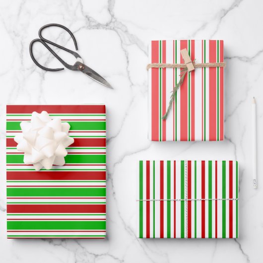 Spaß rot, weiß, grün gefärbt Weihnachten Inspirier Geschenkpapier Set (Vorderseite)