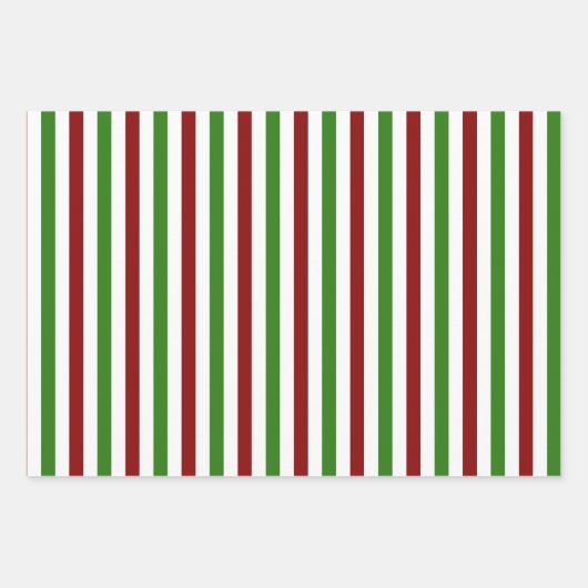 Spaß Rot, Weiß, Grüne Weihnachten  Streifen Geschenkpapier Set (Vorderseite 3)