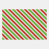 Spaß Rot, Weiß, Grüne Weihnachten  Streifen Geschenkpapier Set (Vorderseite)