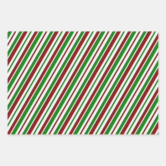 Spaß rot, weiß, grüne Weihnachtsgestecke gestreift Geschenkpapier Set (Vorderseite 3)