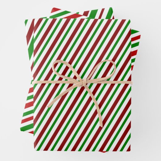 Spaß rot, weiß, grüne Weihnachtsgestecke gestreift Geschenkpapier Set (Beispiel)