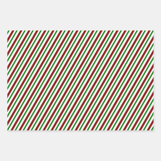 Spaß rot, weiß, grüne Weihnachtsgestecke gestreift Geschenkpapier Set (Vorderseite)