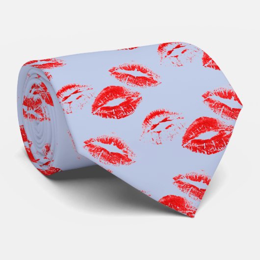 Spaß! Rote Lippenstiftabdrücke Krawatte (Gerollt)