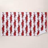 Spaß-roter Cartoon-Krabben-Sommer-weiße oder Strandtuch (Vorderseite)