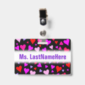 Spaß-rotes, rosa, lila u. magentarotes Herz-Muster Ausweis (Front with Clip)