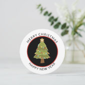 Spaß, Runde, Minimaler Weihnachtsbaumurlaub Feiertagskarte (Stehend Vorderseite)