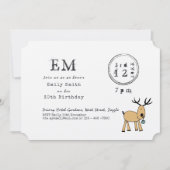 Spaß Rustikales Weihnachtsfest Rentier Doodle Type Einladung (Vorderseite)