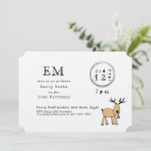 Spaß Rustikales Weihnachtsfest Rentier Doodle Type Einladung (Stehend Vorderseite)