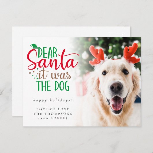 Spaß Santa war der Urlaub des Hundes Foto Postkarte (Vorne/Hinten)