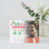 Spaß Santa war die Cat Foto Weihnachtskarte Postkarte (Stehend Vorderseite)