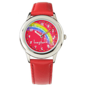 Spaß scherzt Regenbogenrote Namensarmbanduhr Armbanduhr