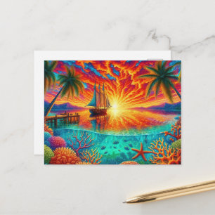 Spaß Schiff für Strandliebhaber Postkarte
