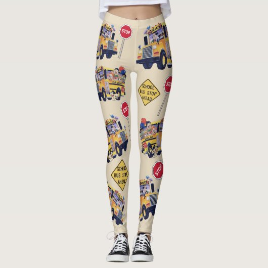 Spaß-Schulbustreiber-Party-Muster-Leggings Leggings (Vorderseite)