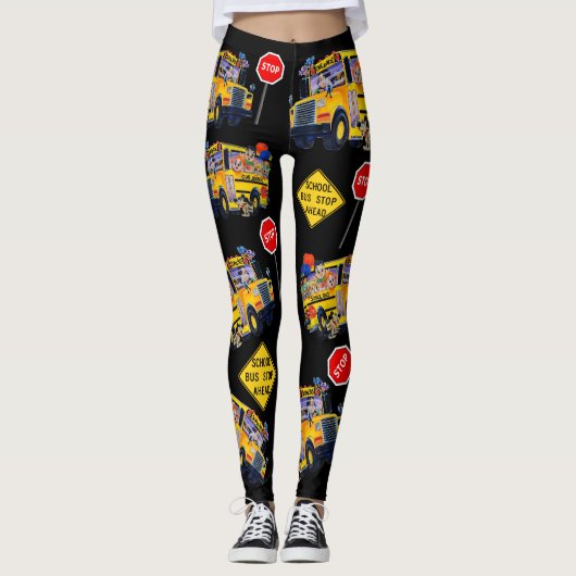 Spaß-Schulbustreiber-Party-Muster-Leggings Leggings (Vorderseite)