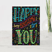 Spaß Schwarz Stilvoll, modern farbenfroh zum Gebur Karte (Vorderseite)