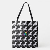 Spaß schwarz u. weißes Regenbogenunicorn-Muster Tasche (Vorderseite)