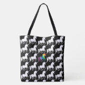 Spaß schwarz u. weißes Regenbogenunicorn-Muster Tasche (Rückseite)