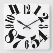 Spaß Schwarz und Weiß große Zahlen Quadratische Wanduhr (Vorderseite)