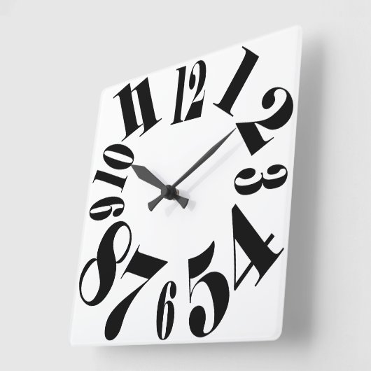 Spaß Schwarz und Weiß große Zahlen Quadratische Wanduhr (Winkel)