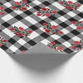 Spaß Schwarz-weiß Buffalo Kariert Rote Flora Weihn Geschenkpapier (Ecke)