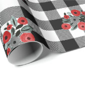 Spaß Schwarz-weiß Buffalo Kariert Rote Flora Weihn Geschenkpapier (Rolleneckpunkt)
