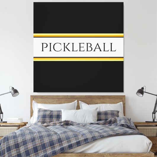 Spaß Schwarz-weiße Orange PICKLEBALL Racing Stripe Leinwanddruck (Insitu (Schlafzimmer))
