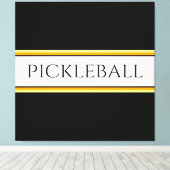 Spaß Schwarz-weiße Orange PICKLEBALL Racing Stripe Leinwanddruck (Insitu (Holzboden))