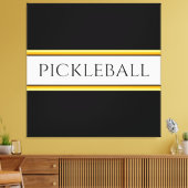 Spaß Schwarz-weiße Orange PICKLEBALL Racing Stripe Leinwanddruck (Insitu (Wohnzimmer))