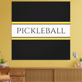 Spaß Schwarz-weiße Orange PICKLEBALL Racing Stripe Leinwanddruck