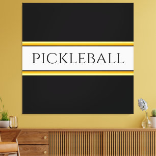 Spaß Schwarz-weiße Orange PICKLEBALL Racing Stripe Leinwanddruck
