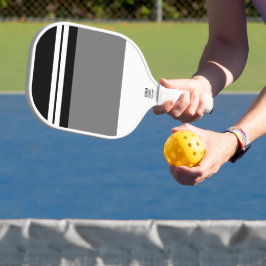 Spaß Schwarz-weiße Racing Stripes Grauer Farbblock Pickleball Schläger