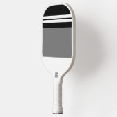 Spaß Schwarz-weiße Racing Stripes Grauer Farbblock Pickleball Schläger (Links)