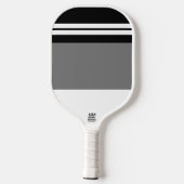 Spaß Schwarz-weiße Racing Stripes Grauer Farbblock Pickleball Schläger (Rückseite)