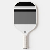 Spaß Schwarz-weiße Racing Stripes Grauer Farbblock Pickleball Schläger (Vorderseite)