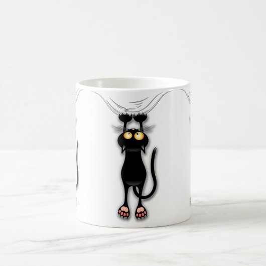 Spaß-schwarze Katze, die unten klassische Tasse (Mittel)