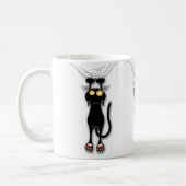 Spaß-schwarze Katze, die unten klassische Tasse (Links)