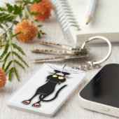 Spaß-schwarze Katze, die unten Schlüsselanhänger (Vorderseite rechts)