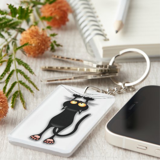 Spaß-schwarze Katze, die unten Schlüsselanhänger (Vorderseite rechts)
