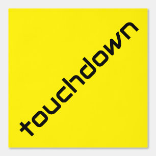Spaß schwarzer Diagonal Touchdown Text auf hellgel Tapete