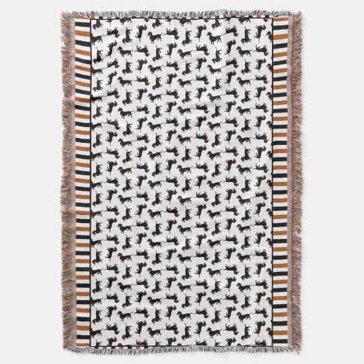 Spaß-Schwarzes und TAN-Dackel-Dackel-Muster Decke (Vorderseite Vertikal)