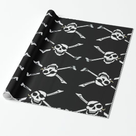 Spaß-Schwarzweiss-Piratenflagge Geschenkpapier